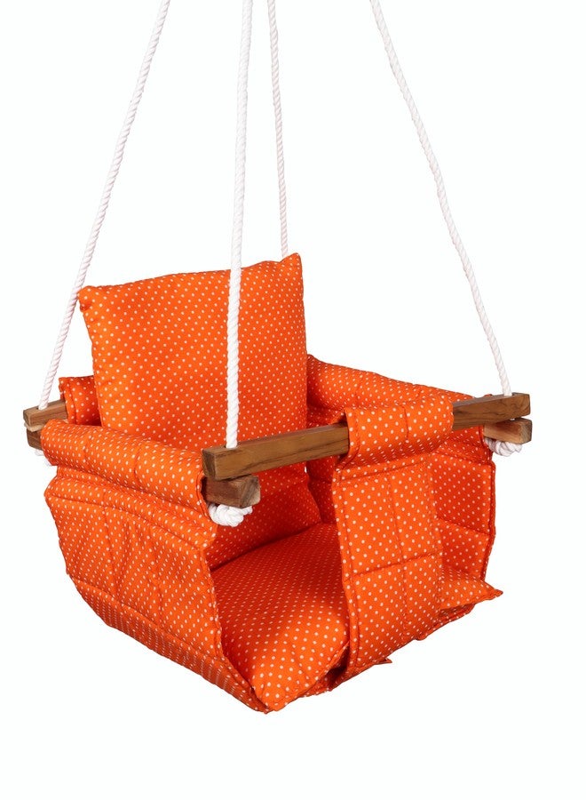 MIHAD Swing for Kids Baby Hanging Indoor Outdoor Jhula for Garden - Suitable for 6 Months to 3 Years for Baby (Up to 25 Kg) (Orange) - Image 1